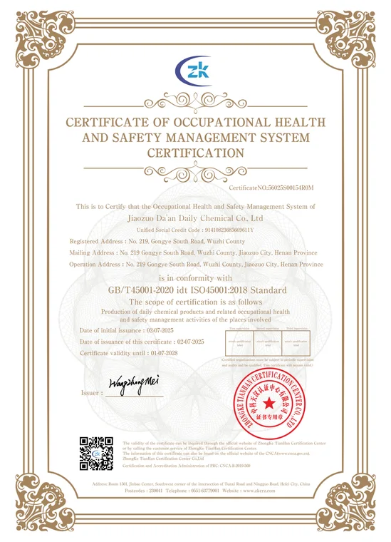 ISO 45001 certificate